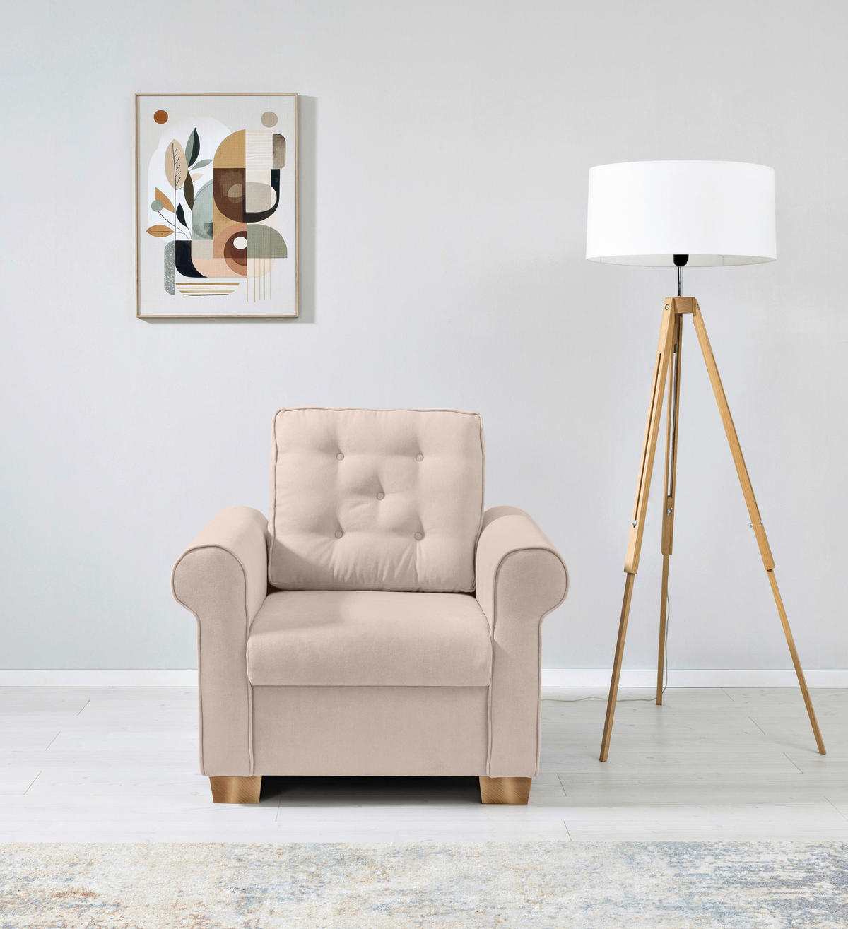 SESSEL in Beige  - Beige/Buchefarben, Design, Holz/Textil (93/89/82cm) - MID.YOU