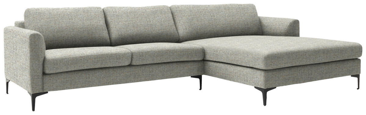 ECKSOFA in Flachgewebe Naturfarben  310/195 cm  - Schwarz/Naturfarben, Design, Textil/Metall (310/195cm) - Schöner Wohnen