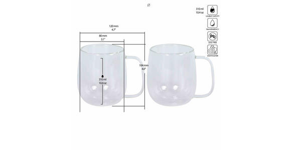 KAFFEEGLAS - Klar, KONVENTIONELL, Glas (8/10,4cm) - Novel