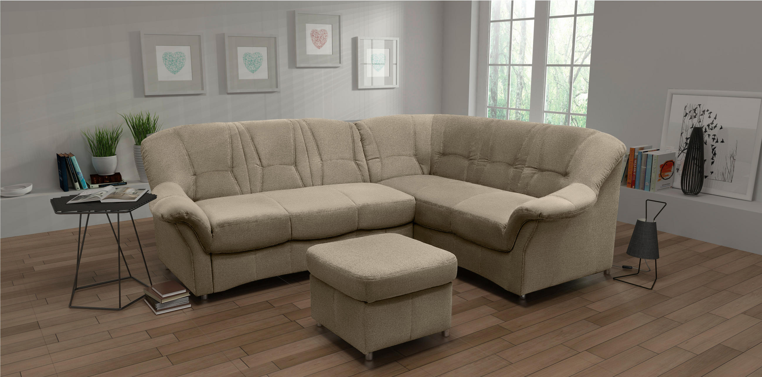HOCKER in Textil Schlammfarben  - Schlammfarben/Schwarz, KONVENTIONELL, Kunststoff/Textil (60/40/60cm) - MID.YOU