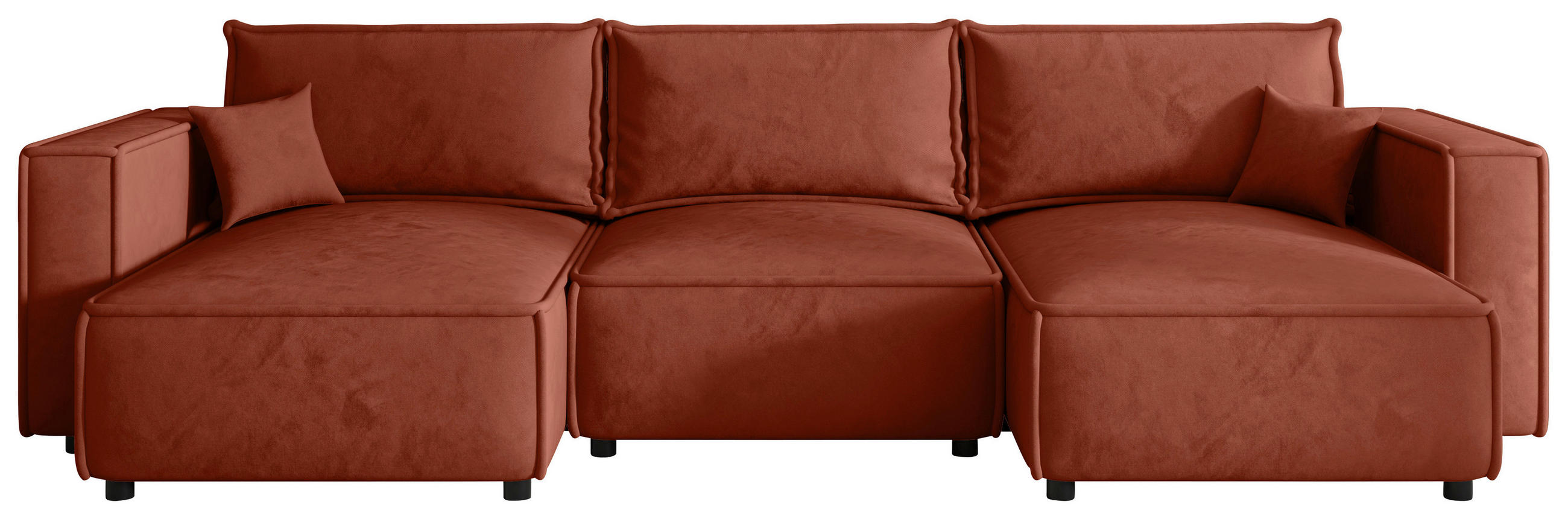 WOHNLANDSCHAFT Terracotta Webstoff  - Terracotta/Schwarz, MODERN, Kunststoff/Textil (153/350/153cm) - Xora