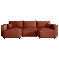 WOHNLANDSCHAFT Terracotta Webstoff  - Terracotta/Schwarz, MODERN, Kunststoff/Textil (153/350/153cm) - Xora