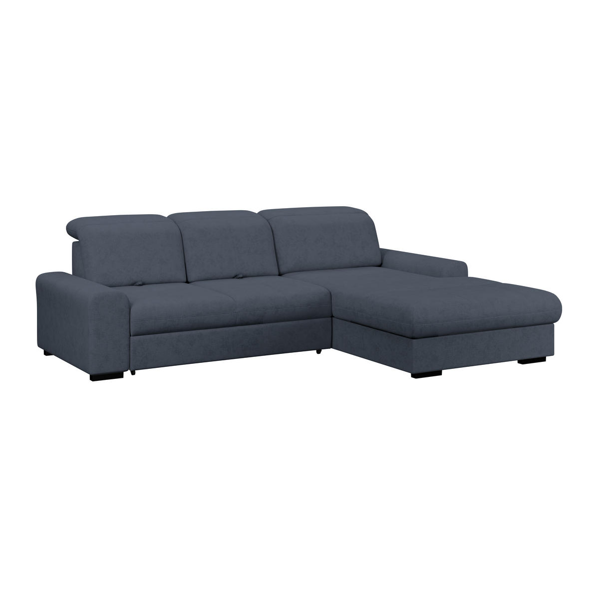 ECKSOFA Blau Chenille Rücken echt, Kopfteilverstellung  - Blau/Schwarz, KONVENTIONELL, Holz/Textil (286/203cm) - MID.YOU
