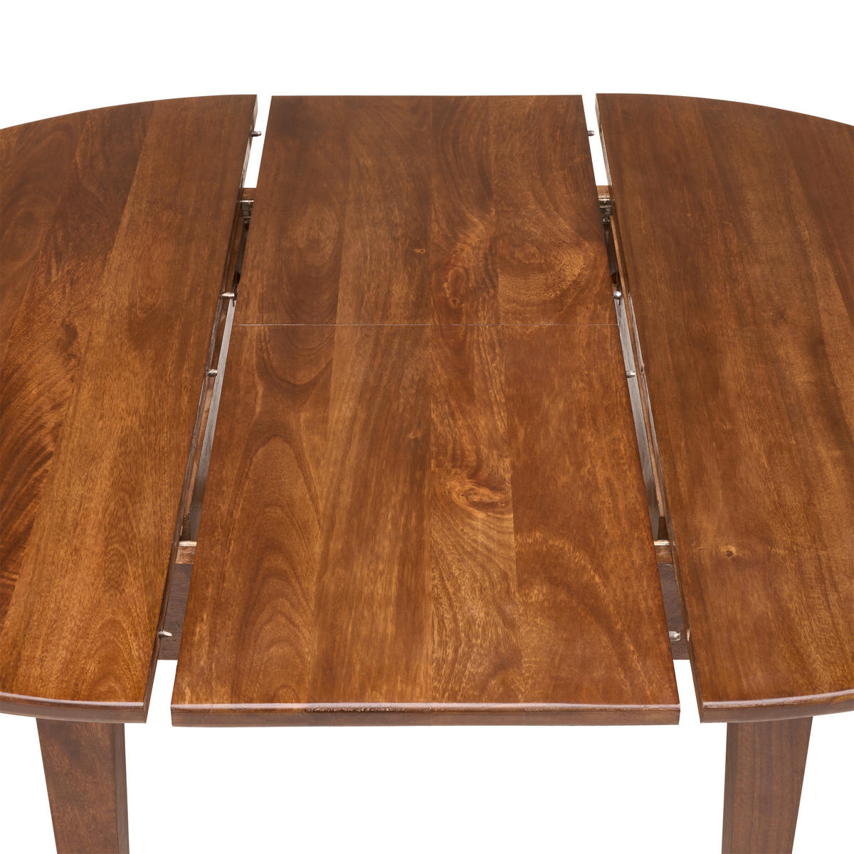 ESSTISCH 115/115/76 cm Echtholz  Holz ausziehbar, schnell aufzubauende und stabile Arbeitsfläche oval Walnussfarben  - Walnussfarben, MODERN, Holz (115/115/76cm) - Livetastic