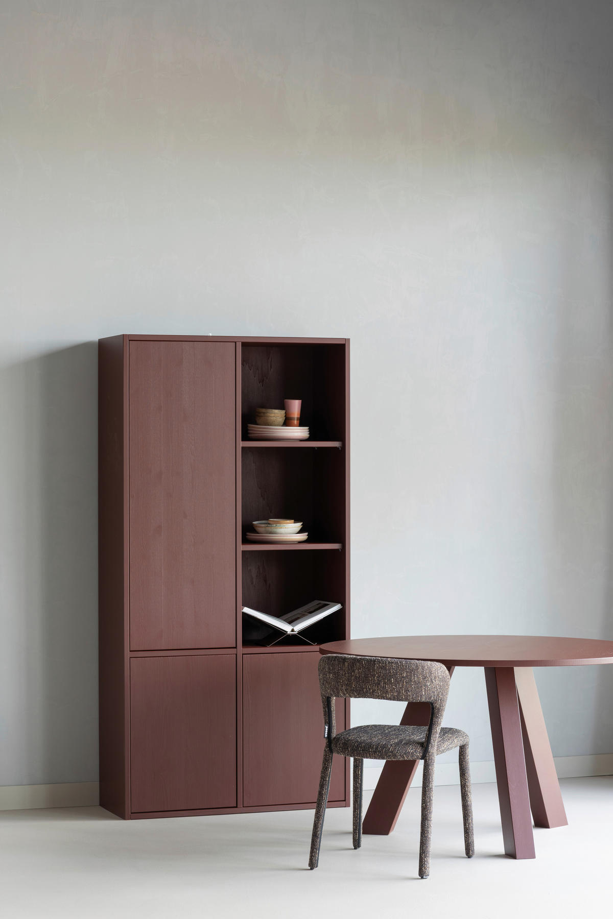 ESSTISCH 129/129/75 cm Echtholz  Holz rund Bordeaux  - Bordeaux, MODERN, Holz (129/129/75cm) - Livetastic