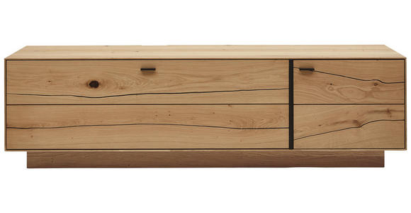 LOWBOARD 201,9/57,5/49,7 cm - Eichefarben/Schwarz, MODERN, Glas/Holz (201,9/57,5/49,7cm) - Valnatura