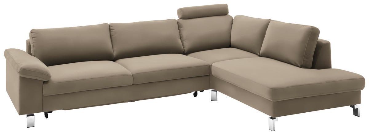 ECKSOFA in Echtleder Hellbraun  - Chromfarben/Hellbraun, Design, Leder/Metall (281/200cm) - Pure Home Lifestyle