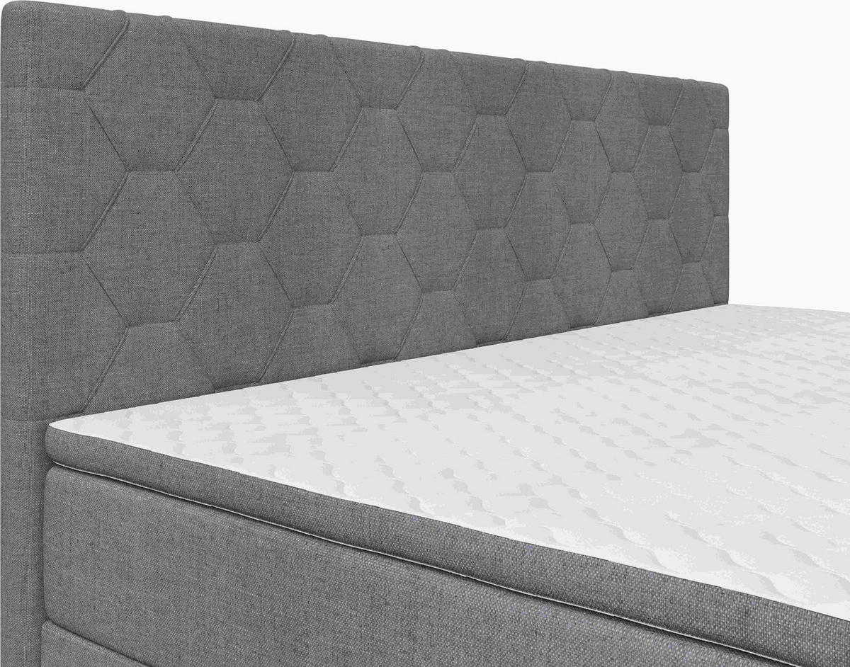 BOXSPRINGBETT 200/200 cm,  in Grau, Matratze, Topper, H2 + H2 = mittel  - Schwarz/Grau, KONVENTIONELL, Textil/Metall (200/200cm) - Chameo