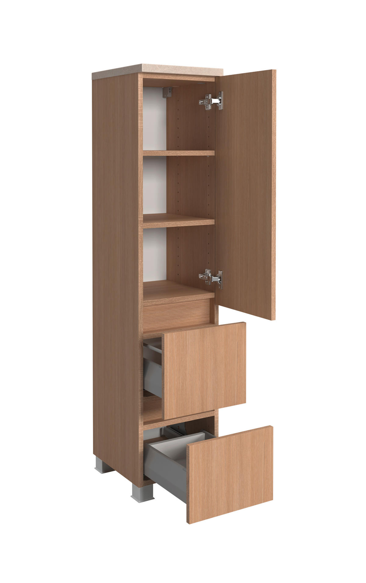 MIDISCHRANK 30/131/35 cm  - Sandfarben/Eichefarben, KONVENTIONELL, Holzwerkstoff/Kunststoff (30/131/35cm) - Xora