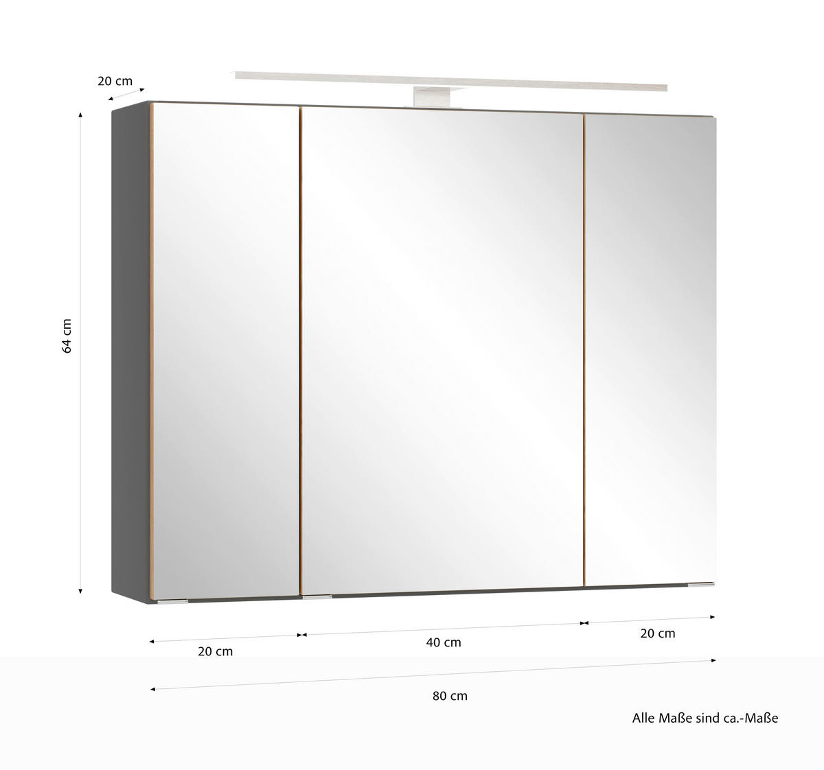 SPIEGELSCHRANK 80/64/20 cm  - Wildeiche/Edelstahlfarben, Trend, Glas/Holzwerkstoff (80/64/20cm) - Held