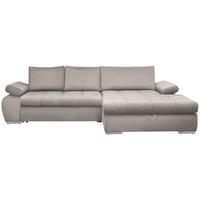 ECKSOFA Hellgrau Flachgewebe  - Chromfarben/Hellgrau, Design, Kunststoff/Textil (294/173cm) - Carryhome