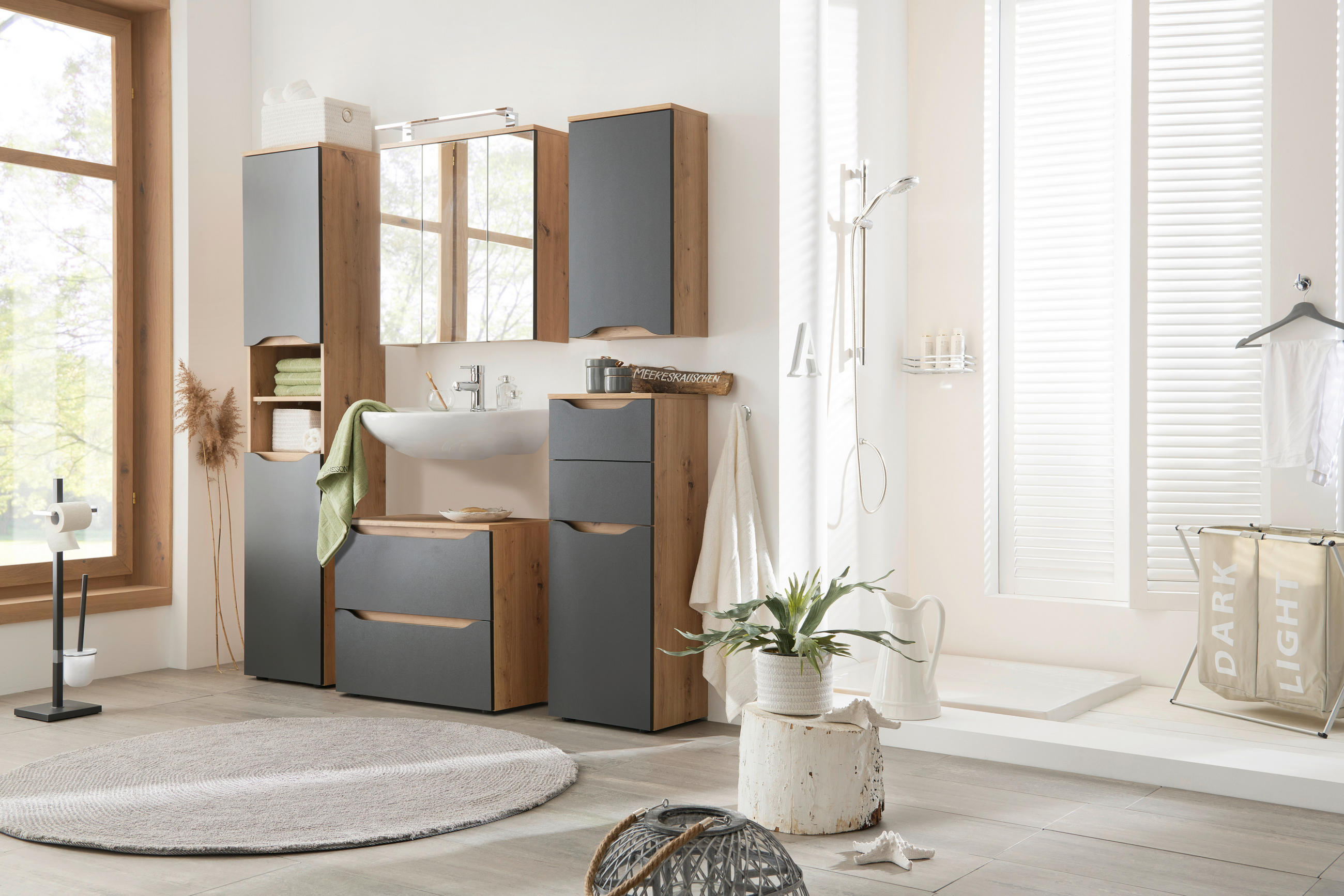 HÄNGESCHRANK 40/70/20 cm  - Eichefarben/Anthrazit, MODERN, Holzwerkstoff (40/70/20cm) - MID.YOU