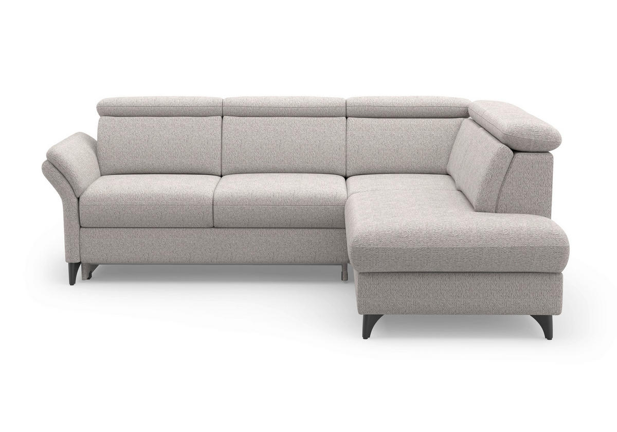 ECKSOFA GLENDALE E in Chenille Silberfarben  247/193 cm  - Silberfarben/Schwarz, KONVENTIONELL, Textil/Metall (247/193cm) - Sit & More
