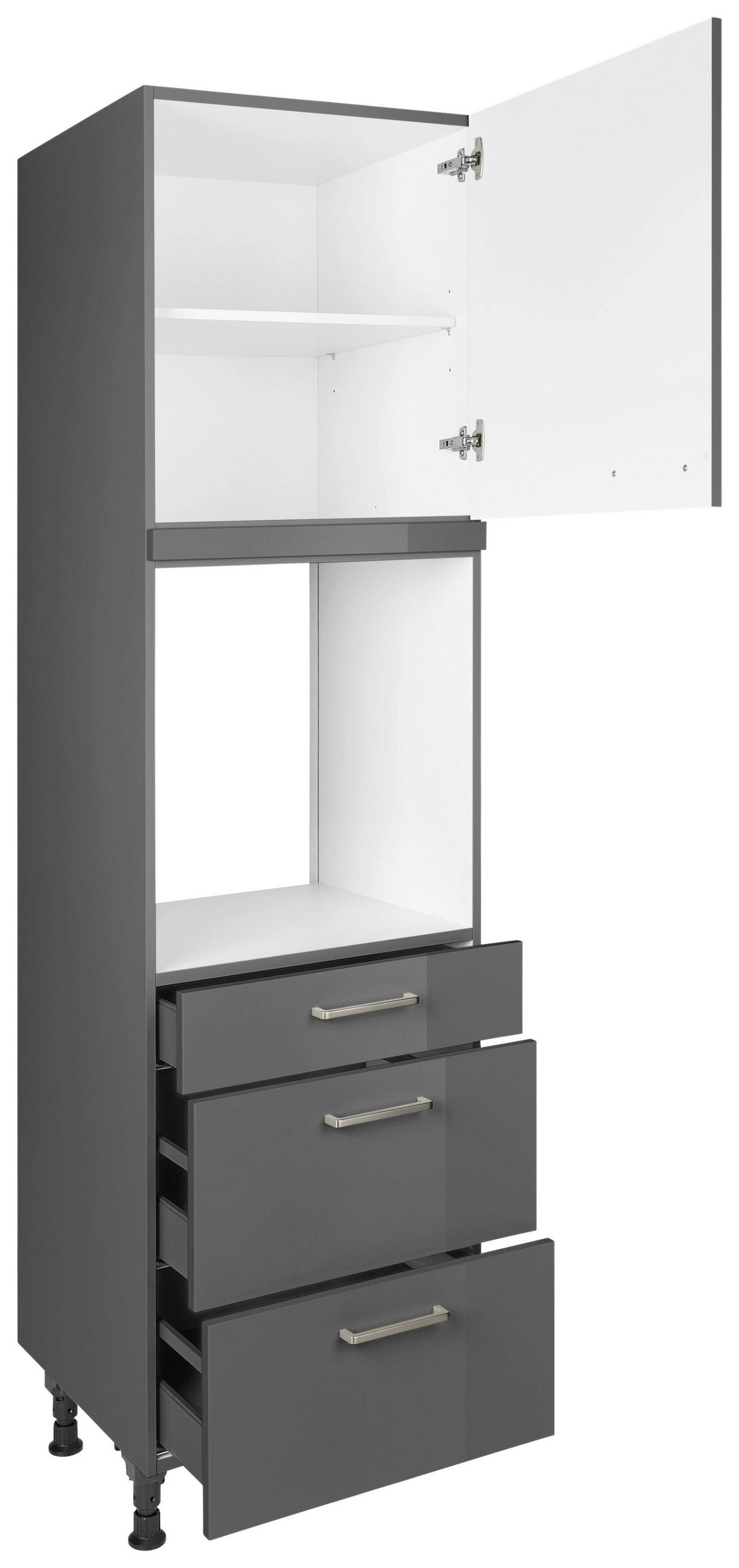 GERÄTEUMBAUSCHRANK 60/216,6/58 cm  in Schieferfarben  - Schieferfarben/Edelstahlfarben, MODERN, Holzwerkstoff/Metall (60/216,6/58cm) - Nobilia
