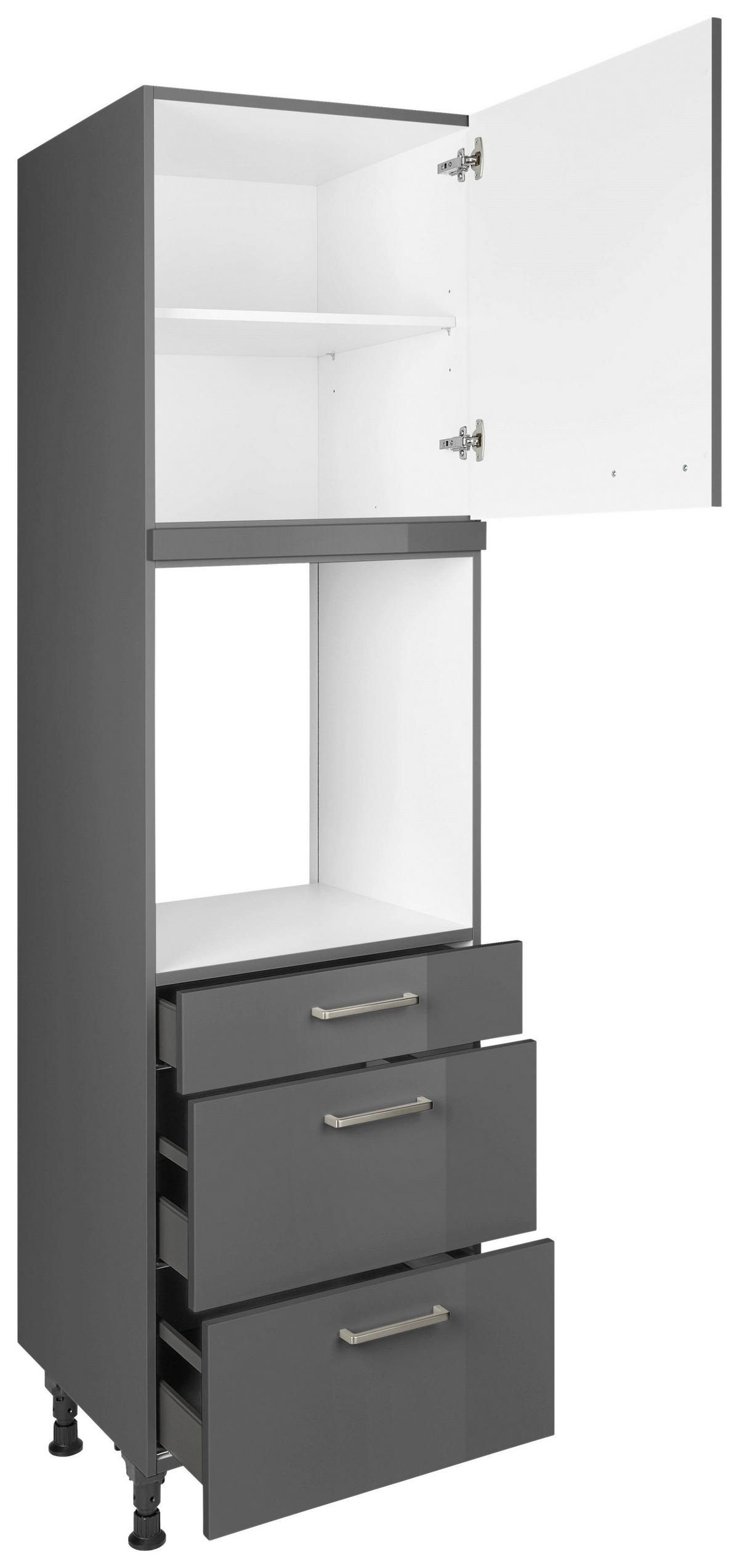 GERÄTEUMBAUSCHRANK 60/216,6/58 cm  in Schieferfarben  - Schieferfarben/Edelstahlfarben, MODERN, Holzwerkstoff/Metall (60/216,6/58cm) - Nobilia