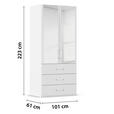 DREHTÜRENSCHRANK in Weiß - Weiß, Design, Glas/Holzwerkstoff (101/223/60cm) - Novel