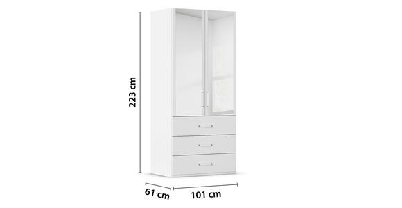 DREHTÜRENSCHRANK in Weiß - Weiß, Design, Glas/Holzwerkstoff (101/223/60cm) - Novel