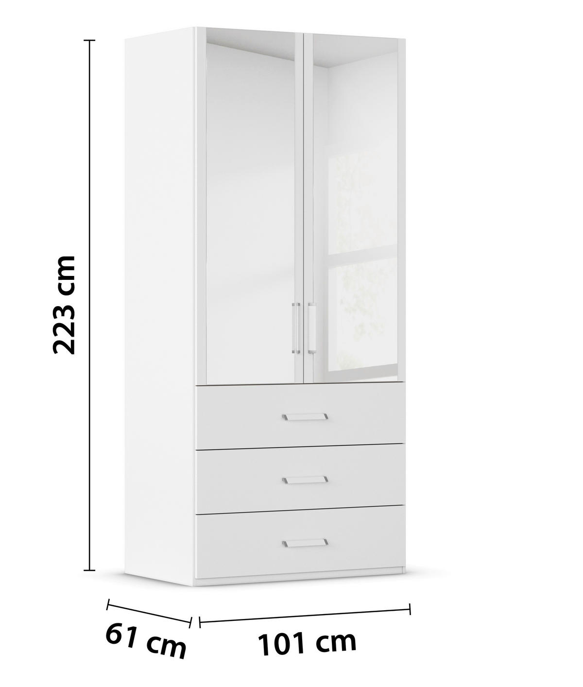DREHTÜRENSCHRANK 101/223/60 cm 2-türig Weiß  - Weiß, Design, Glas/Holzwerkstoff (101/223/60cm) - Novel