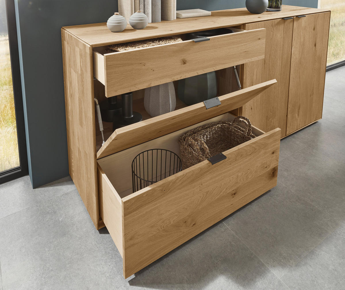 SIDEBOARD Wildeiche  181,9/87,9/45,2 cm  - Wildeiche/Schwarz, Natur, Holz/Metall (181,9/87,9/45,2cm) - Valnatura