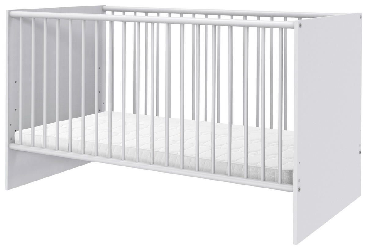 Pătuț Cu Bare  - alb, Modern, material pe bază de lemn (70/140cm) - MID.YOU