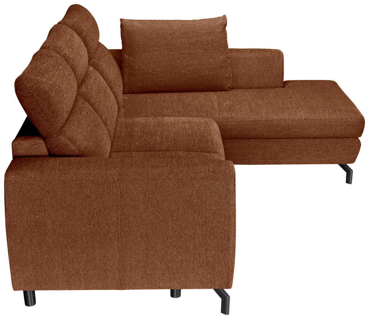ECKSOFA Cognac Chenille  - Cognac/Schwarz, KONVENTIONELL, Textil/Metall (266/185cm) - Carryhome