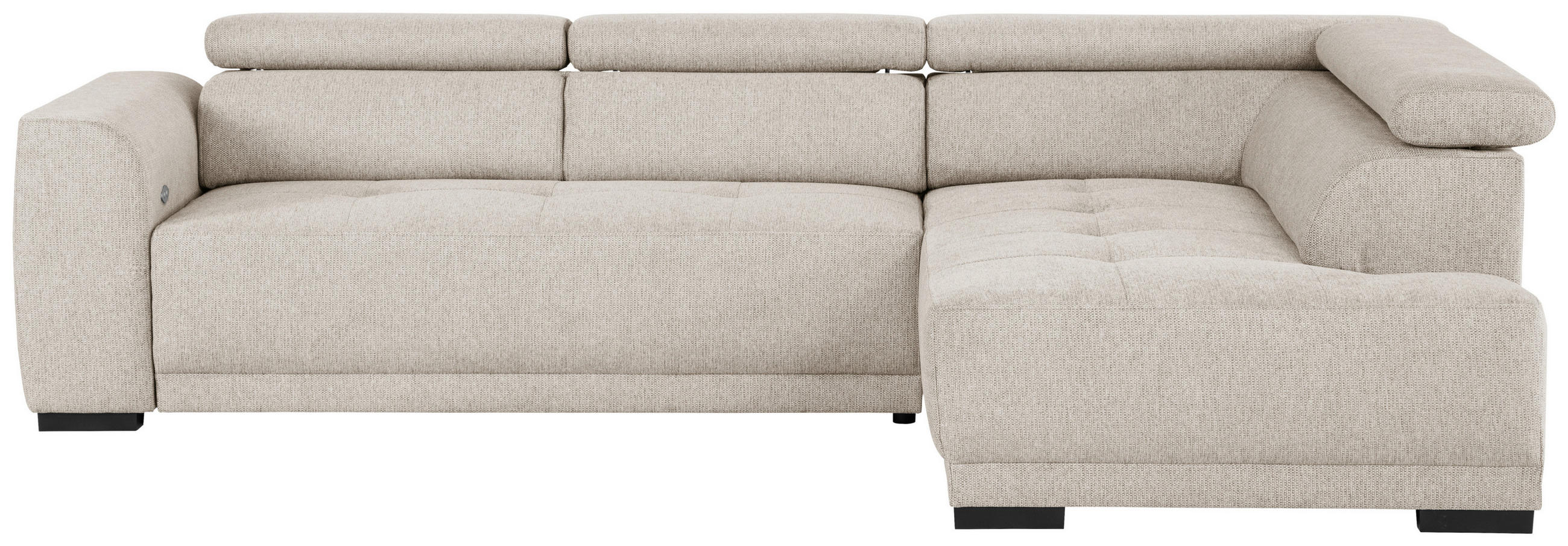 ECKSOFA Ottomane rechts, Eckteil  Beige Struktur  - Beige/Schwarz, Design, Kunststoff/Textil (284/205cm) - Xora