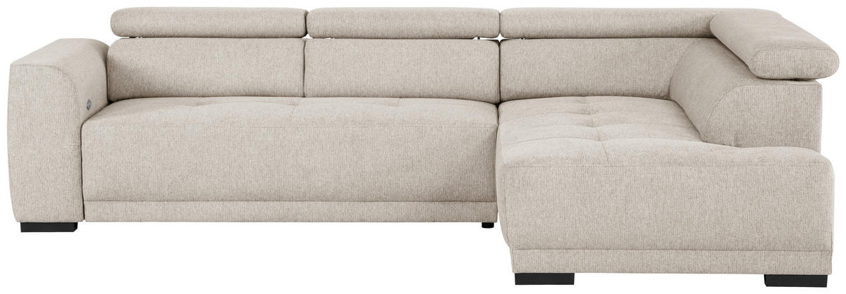ECKSOFA Ottomane rechts, Eckteil  Beige Struktur  - Beige/Schwarz, Design, Kunststoff/Textil (284/205cm) - Xora