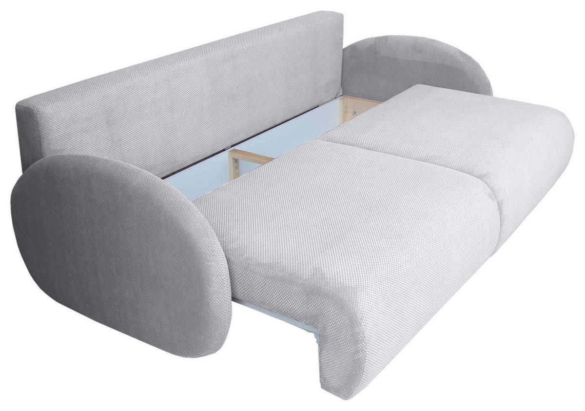 SCHLAFSOFA  mit Liegefunktion, Schlafen auf Sitzhöhe, Rücken echt Chenille Hellgrau  - Hellgrau/Schwarz, KONVENTIONELL, Kunststoff/Textil (222/90/100cm) - Carryhome