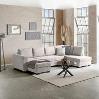 WOHNLANDSCHAFT Hellgrau Mikrofaser  - Hellgrau/Schwarz, MODERN, Kunststoff/Textil (155/305/178cm) - P & B