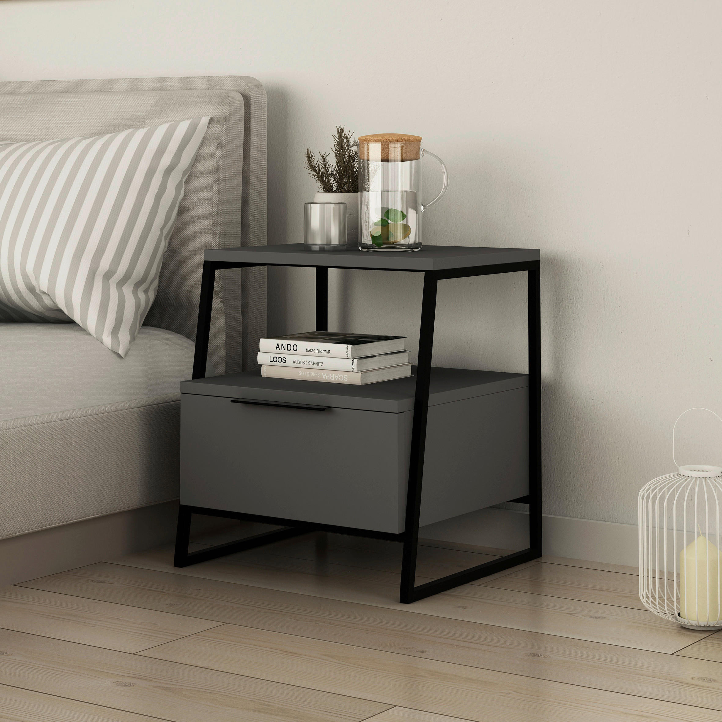 BEISTELLTISCH in Holzwerkstoff 45/40/50 cm  - Anthrazit, Design, Holzwerkstoff (45/40/50cm) - Livetastic
