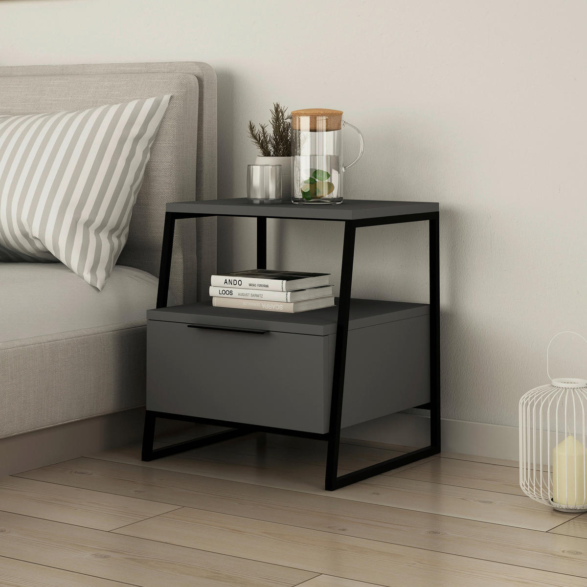 BEISTELLTISCH in Holzwerkstoff 45/40/50 cm  - Anthrazit, Design, Holzwerkstoff (45/40/50cm) - Livetastic