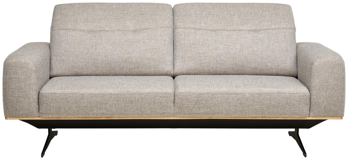 3-SITZER-SOFA Struktur Beige  - Eichefarben/Beige, Design, Holz/Textil (205/76-97/102cm) - Novel