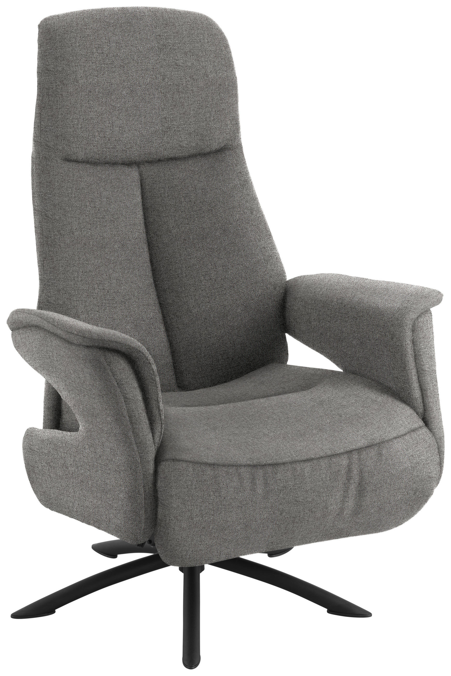 RELAXSESSEL Webstoff Relaxfunktion, Kopfteilverstellung    - Graubraun/Schwarz, Design, Textil/Metall (73/108/86cm) - Welnova