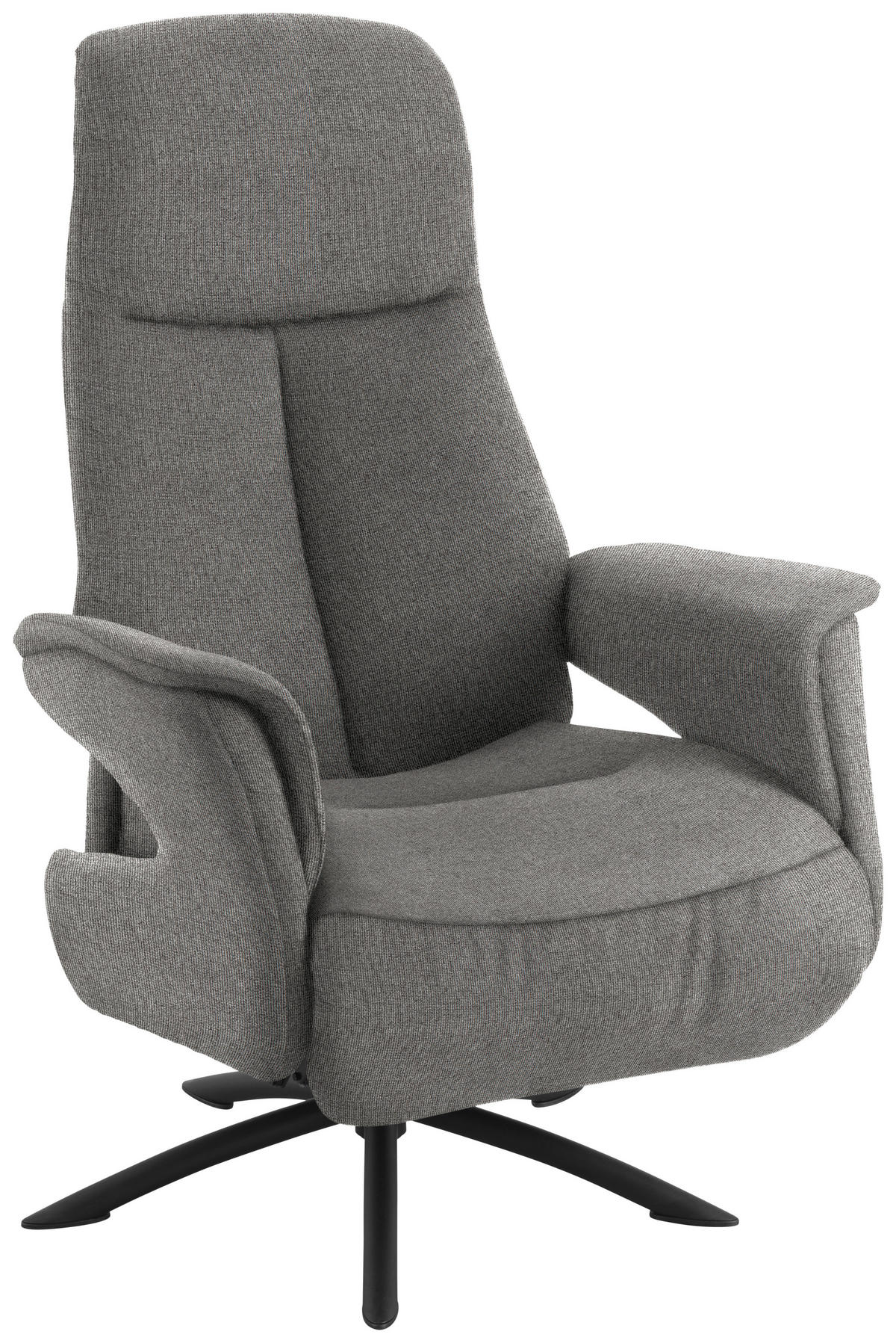 RELAXSESSEL Webstoff Relaxfunktion, Kopfteilverstellung    - Graubraun/Schwarz, Design, Textil/Metall (73/108/86cm) - Welnova