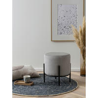 HOCKER in Textil Schwarz, Hellgrau  - Hellgrau/Schwarz, MODERN, Textil/Metall (35/38/35cm) - Livetastic