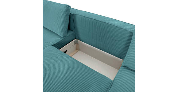 WOHNLANDSCHAFT  in Cord Petrol  - Petrol/Schwarz, KONVENTIONELL, Kunststoff/Textil (155/348/155cm) - Carryhome