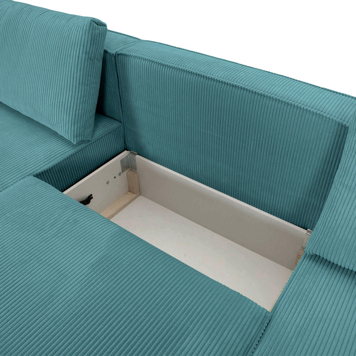 WOHNLANDSCHAFT Petrol Cord  - Petrol/Schwarz, KONVENTIONELL, Kunststoff/Textil (155/348/155cm) - Carryhome