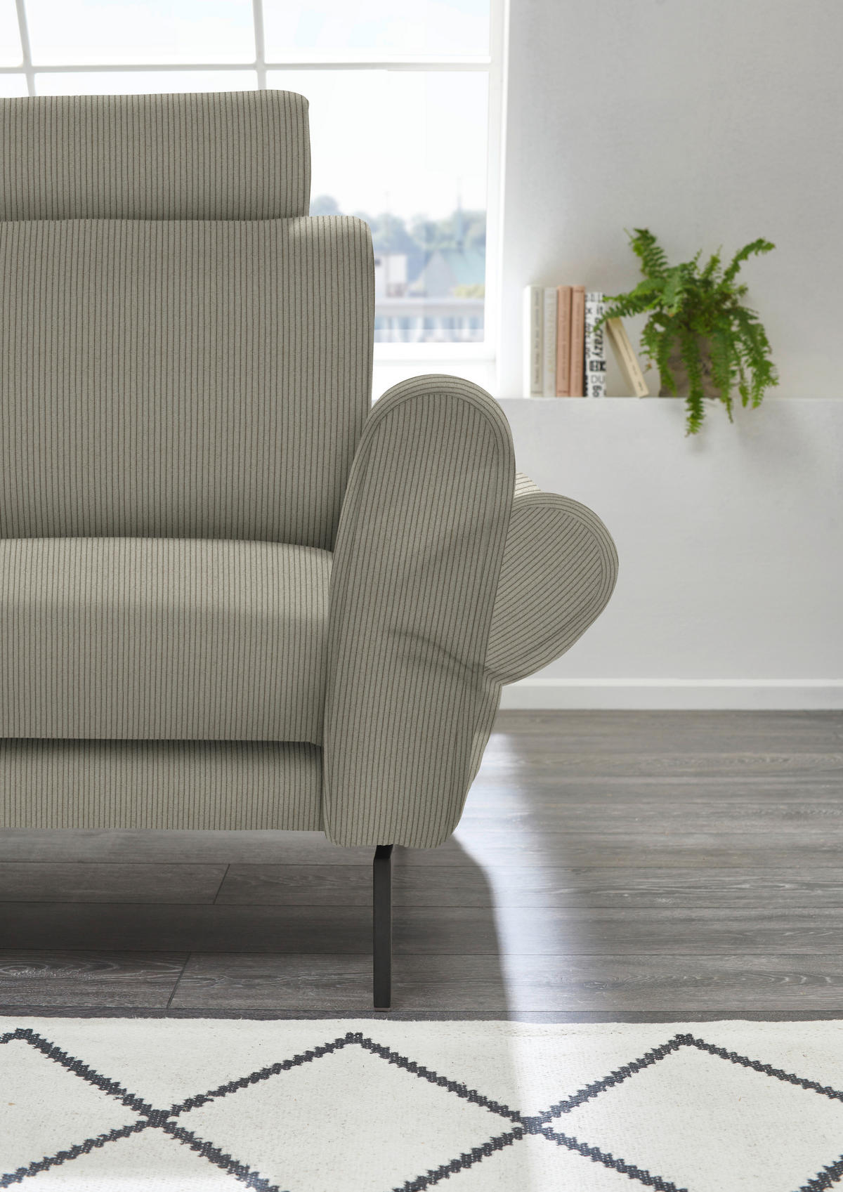 ECKSOFA in Velours, Feincord Taupe  - Taupe/Schwarz, Design, Textil/Metall (280/254cm) - Beldomo Style