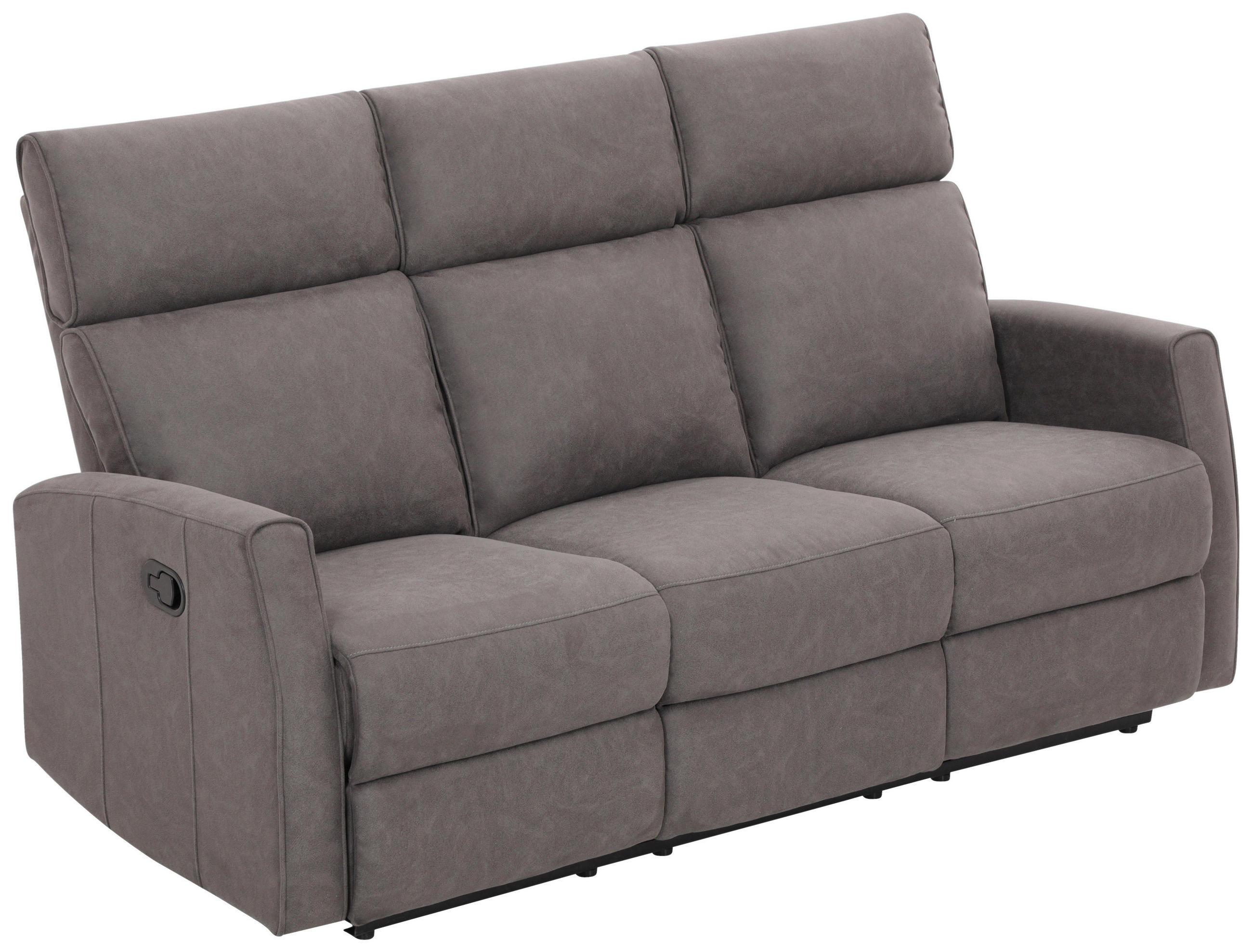 3-SITZER-SOFA Mikrofaser Grau  - Schwarz/Grau, KONVENTIONELL, Kunststoff/Textil (180/105/93cm) - Xora