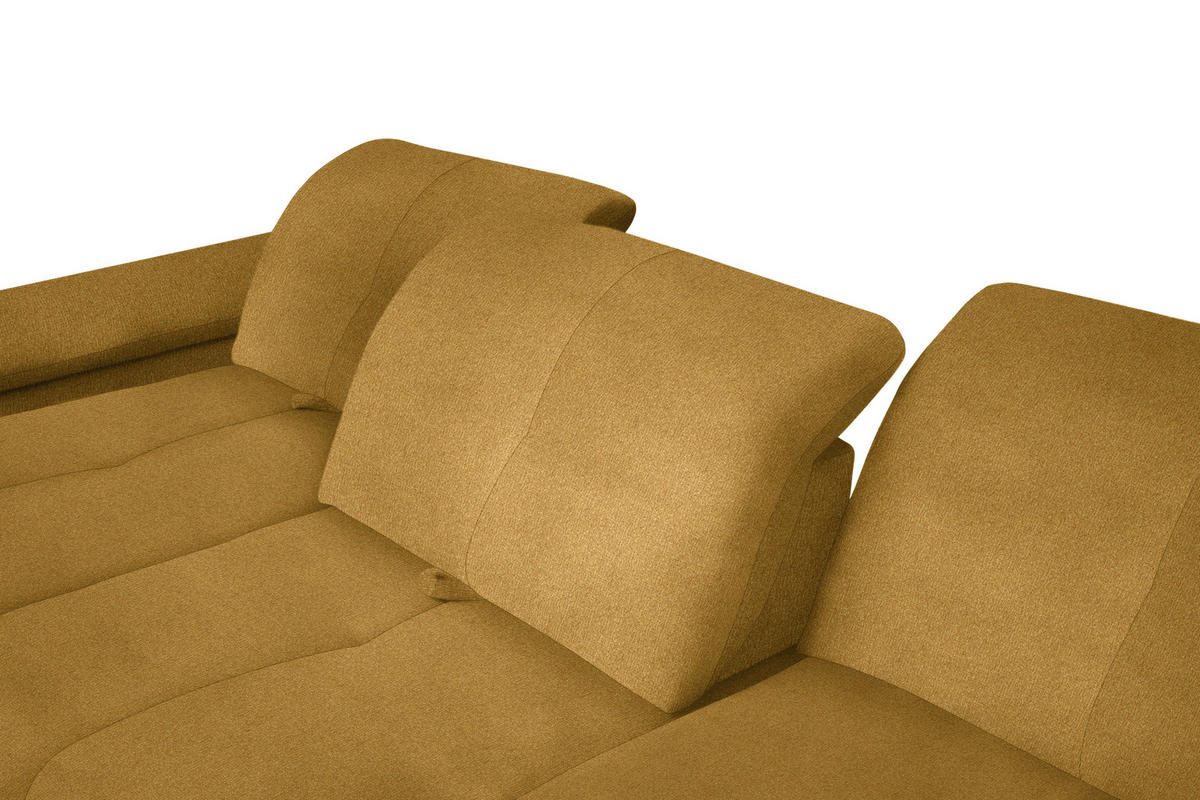 ECKSOFA Currygelb Flachgewebe  - Currygelb/Schwarz, Design, Textil/Metall (242/313cm) - Xora