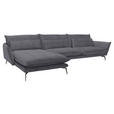 ECKSOFA  in Webstoff Anthrazit  165/338 cm  - Anthrazit/Schwarz, Design, Textil/Metall (165/338cm) - Hom`in