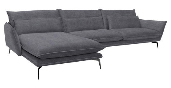 ECKSOFA  in Webstoff Anthrazit  165/338 cm  - Anthrazit/Schwarz, Design, Textil/Metall (165/338cm) - Hom`in