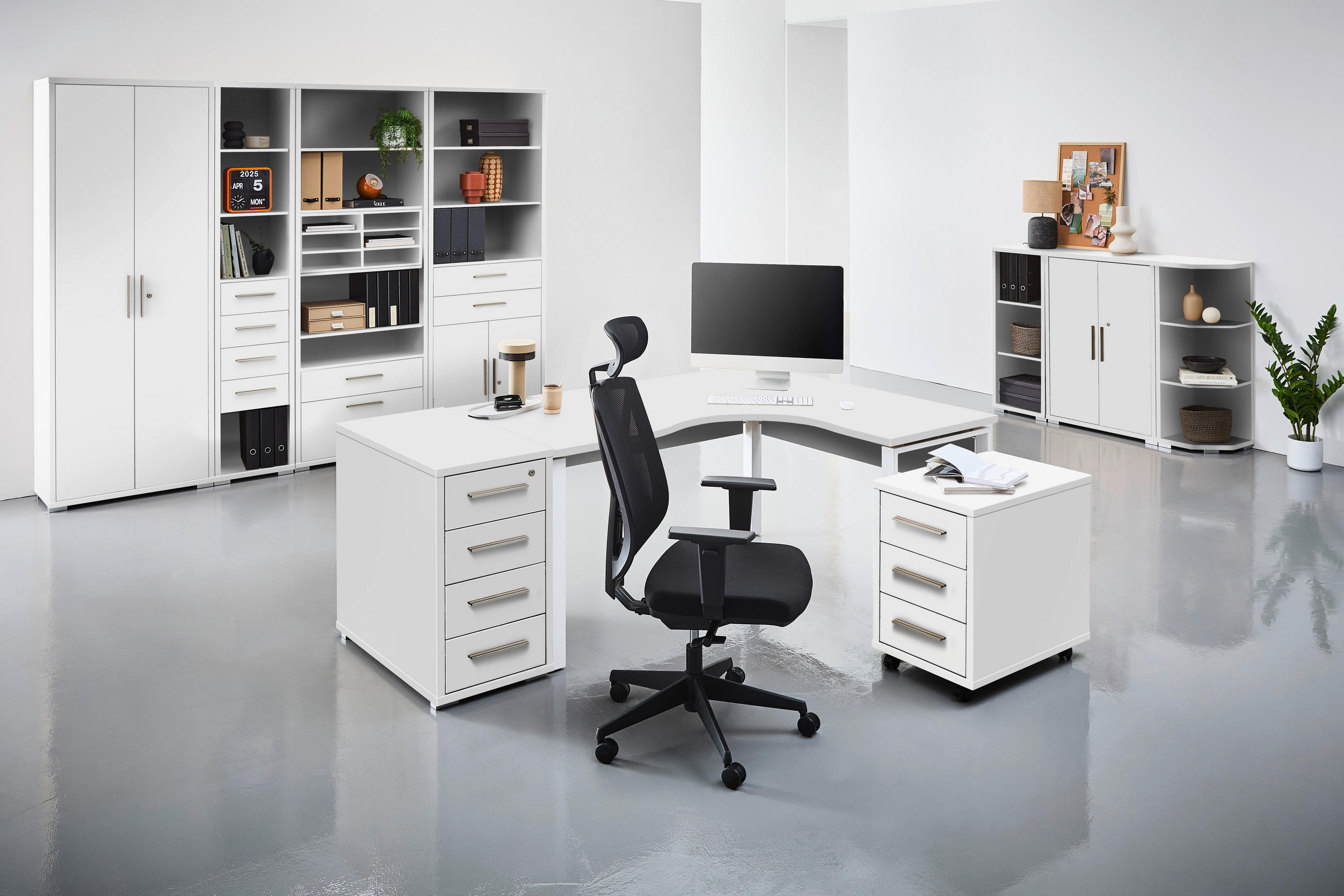 ANSTELLCONTAINER 43,8/75,5/80 cm - Weiss/Silberfarben, Konventionell, Holzwerkstoff/Kunststoff (43,8/75,5/80cm) - Voleo