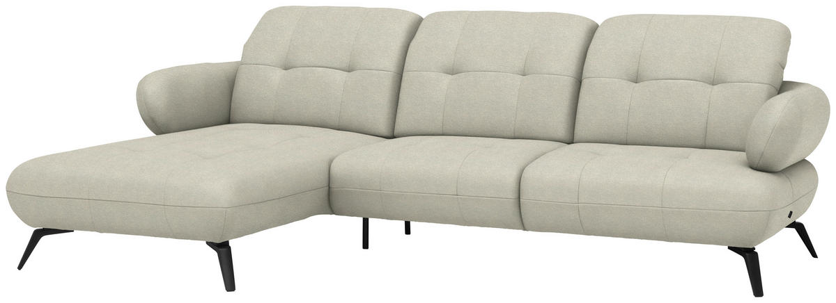 ECKSOFA Flachgewebe Sandfarben  - Sandfarben/Schwarz, Modern, Textil/Metall (180/282cm) - Novel