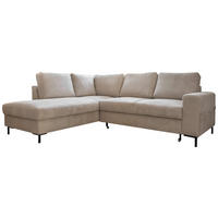 ECKSOFA in Cord Beige  - Beige/Schwarz, Design, Textil/Metall (197/237cm) - MID.YOU