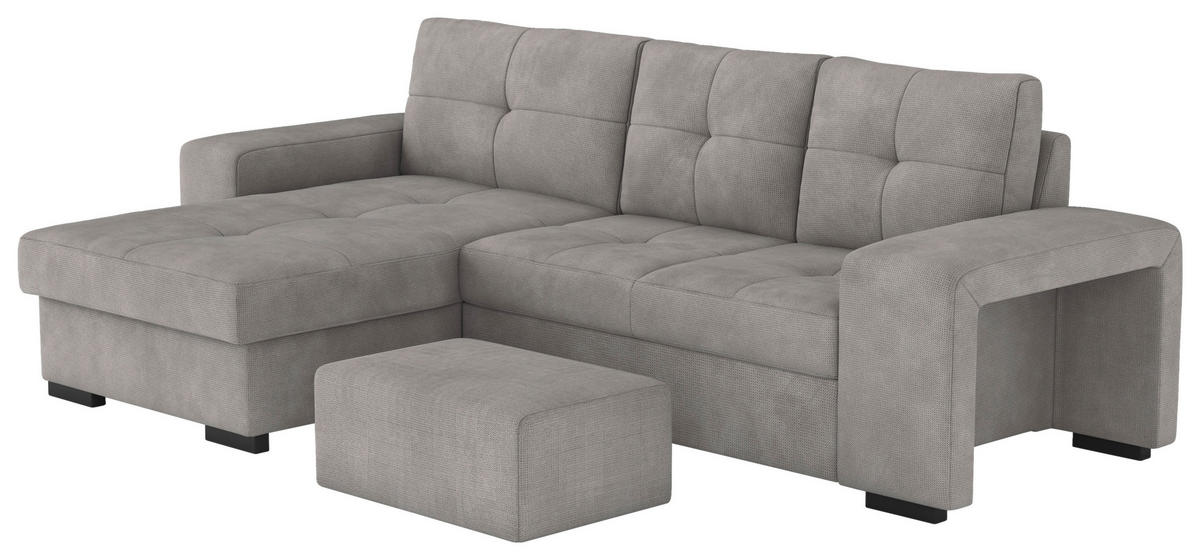 ECKSCHLAFSOFA Grau Mikrofaser  - Schwarz/Grau, MODERN, Kunststoff/Textil (156/268cm) - MID.YOU