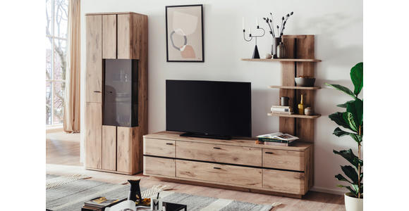 WOHNWAND in Anthrazit, Eichefarben 285/208/50 cm - Eichefarben/Anthrazit, KONVENTIONELL, Glas/Holzwerkstoff (285/208/50cm) - Cantus