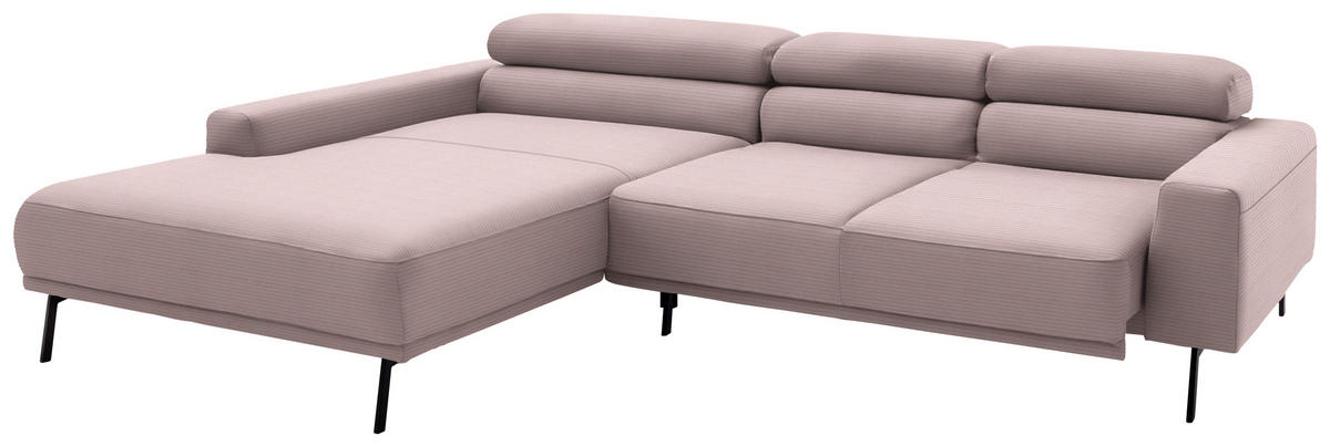ECKSOFA Cord Rosa  - Schwarz/Rosa, Design, Textil/Metall (215-217/293cm) - Schöner Wohnen