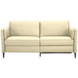 3-SITZER-SOFA Latina in Echtleder Creme   - Creme/Schwarz, Design, Leder/Metall (190/84/99cm) - Dieter Knoll