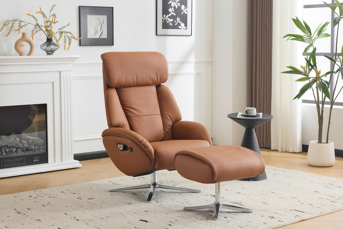 MASSAGESESSEL in Lederlook Braun  - Silberfarben/Braun, Design, Leder/Textil (76/111/87cm) - Livetastic